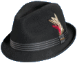 Black Stingy Brim Fedora Hat
